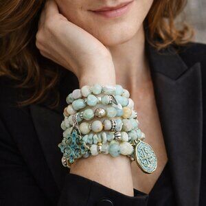 Cake Mix Amazonite Bracelets set of 6 - by Julio Designs